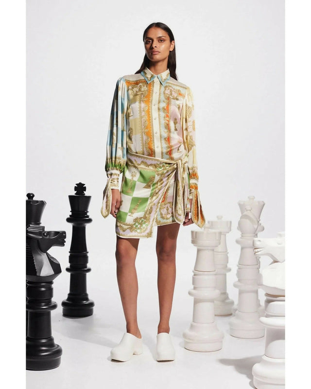 Alemais Checkmate Silk Mini Dress Size 8 - 8 / Multi - Dresses