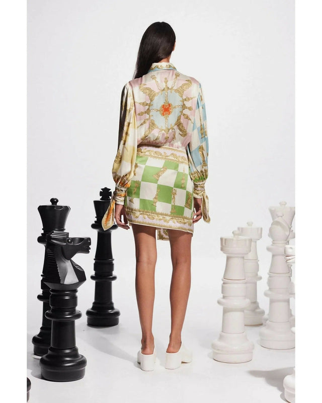 Alemais Checkmate Silk Mini Dress Size 8 - 8 / Multi - Dresses