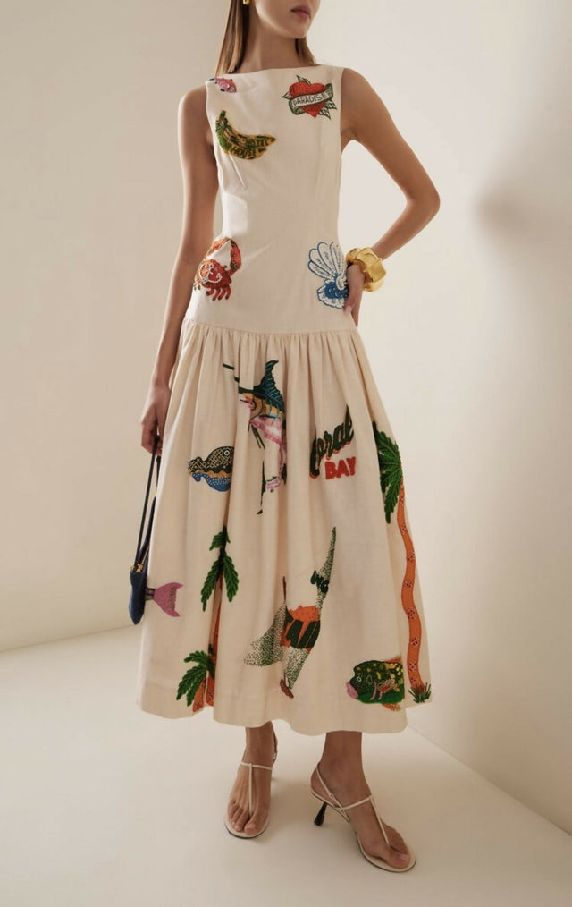 Alemais Clam Embroidered Gown - 8 / Print - Dresses
