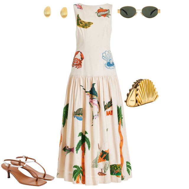 Alemais Clam Embroidered Gown - 8 / Print - Dresses