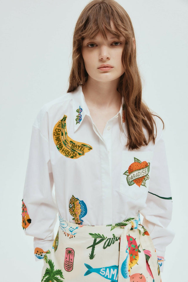 Alemais Clam Embroidered Shirt Size 12 & 14 | Passion For Fashion Alemais Clam Embroidered Shirt Size 12 & 14 | Passion For Fashion