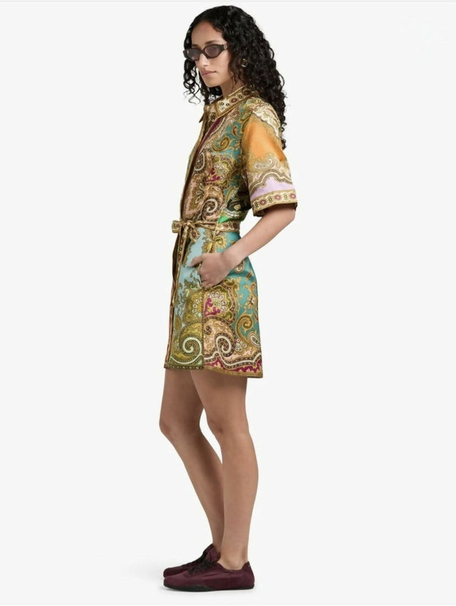 Alemais Clemenza Spliced Mini Dress Paisley Print Size 10 - 10 / Print
