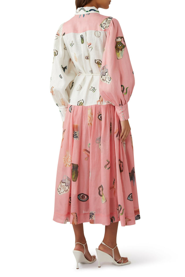 Alemais Cleo Shirtdress Pink Print Size AU 10 12 - 12 / Pink - Dresses