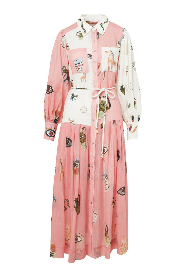 Alemais Cleo Shirtdress Pink Print Size AU 10 12 - 12 / Pink - Dresses