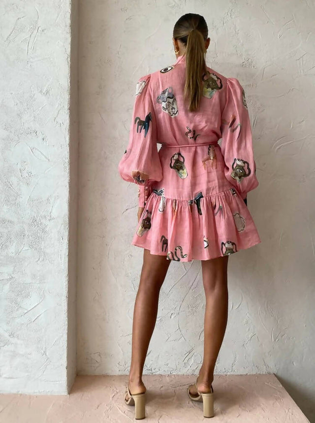 Alemais Cleo Smock Mini Dress Size 10 - 10 / Pink - Dresses