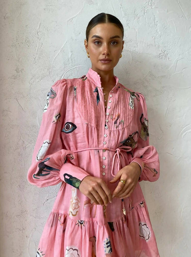 Alemais Cleo Smock Mini Dress Size 10 - 10 / Pink - Dresses