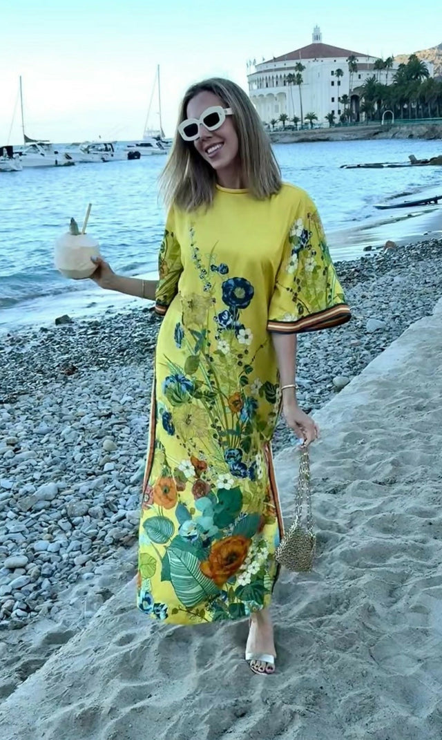 Alemais Cresida Midi Dress Yellow Floral - Dresses
