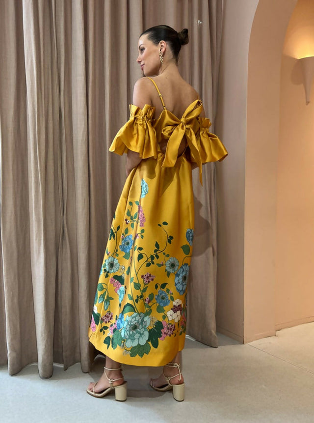 Alemais Dana Midi Dress - 10 / Yellow - Dresses