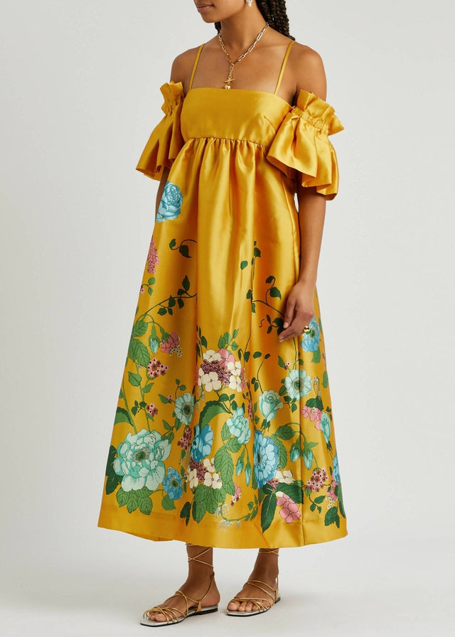 Alemais Dana Midi Dress in Marigold - 10 / Floral - Dresses