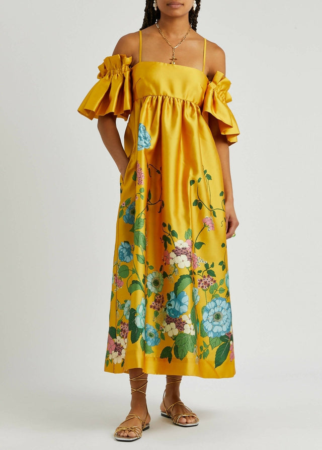 Alemais Dana Midi Dress in Marigold - 10 / Floral - Dresses