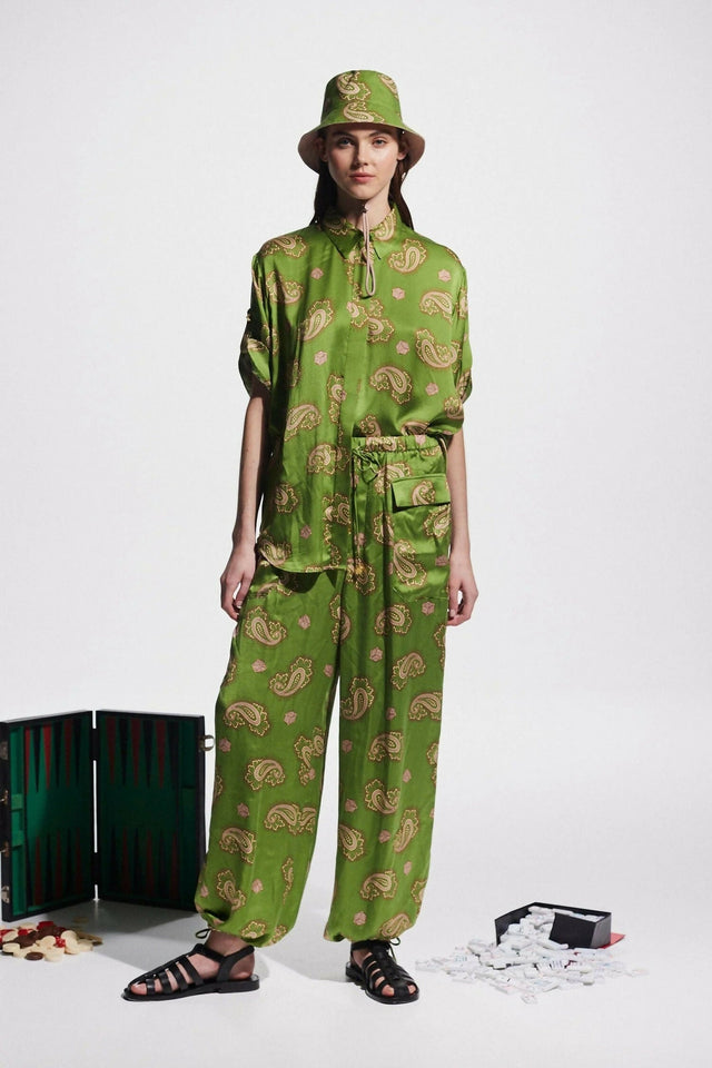 Alemais Dice Silk Shirt and Pant Set Green Size AU 14 - 14 / Green - Outfit Sets
