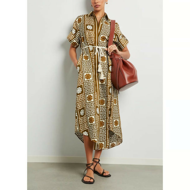 Alemais Dimi Shirtdress Print Size AU 14 - 14 / Brown - Dresses