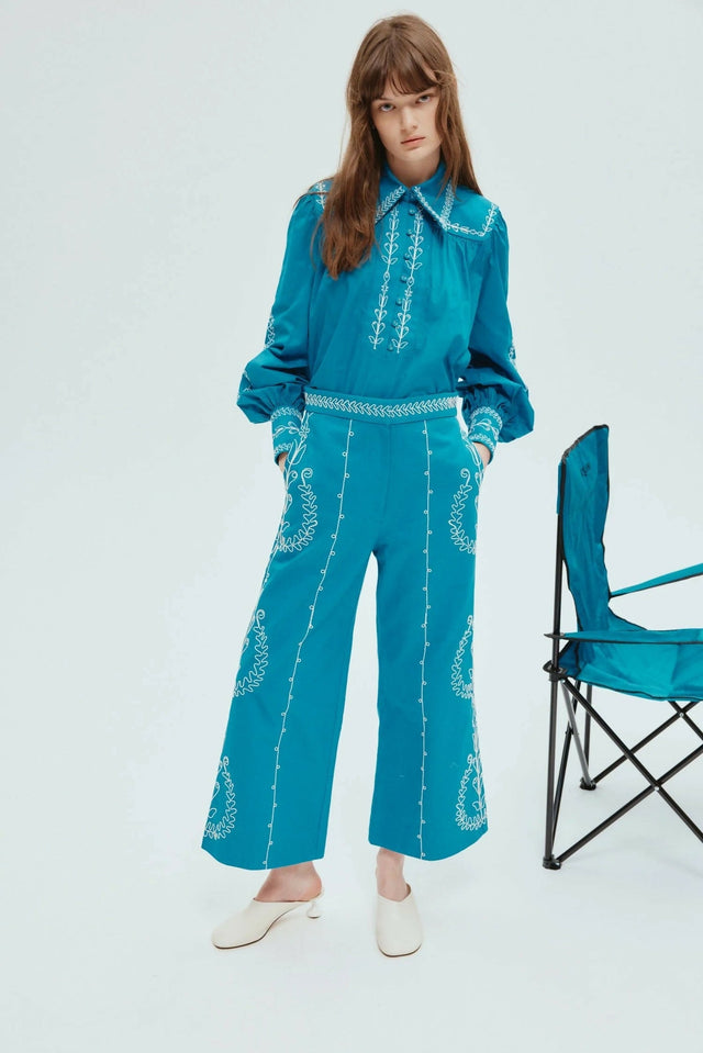 Alemais Donovan Corded Blouse and Pants Blue Size AU 16 - 16 / Blue - Outfit Sets