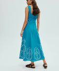 Alemais Donovan Corded Midi Dress Blue Print Size AU 16 - 16 / Print - Dresses