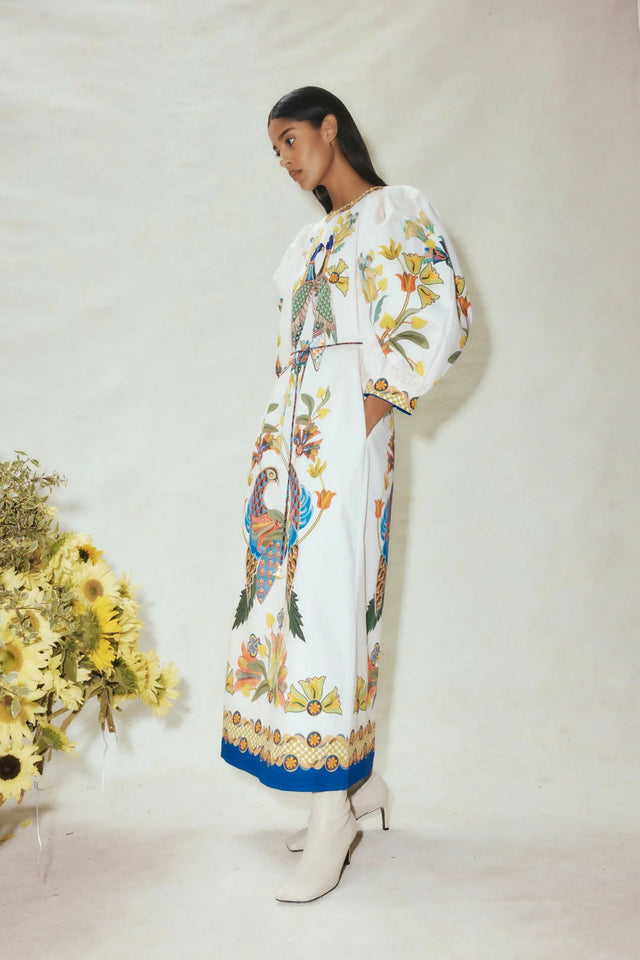 Alemais Effie Puff Sleeve Midi Dress Multi Size AU 12 & 16 - Dresses