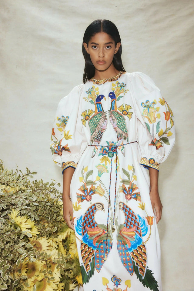 Alemais Effie Puff Sleeve Midi Dress Multi Size AU 12 & 16 - Dresses