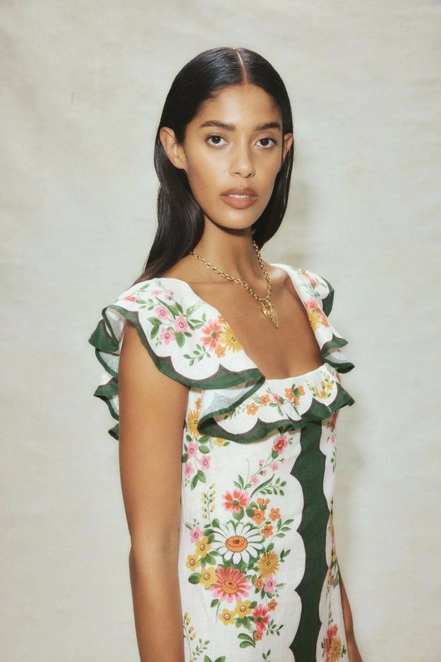 Curated Collection - Alemais Elisabetta Ruffle Midi Dress