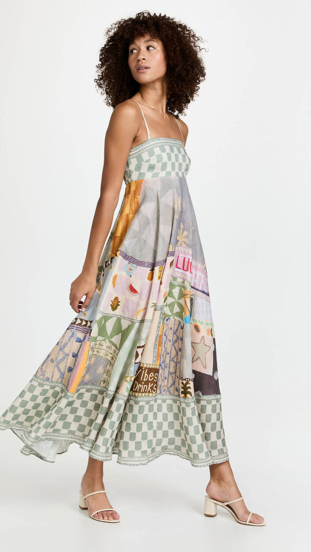 Alemais Emma Gale Linen Midi Dress - 8 / Multi - Dresses