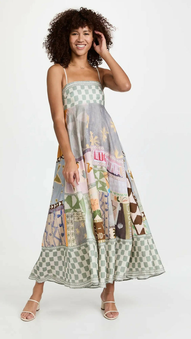 Alemais Emma Gale Linen Midi Dress - 8 / Multi - Dresses