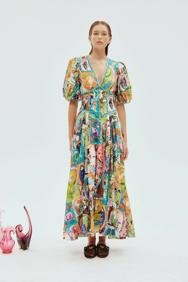 Alemais Evergreen Midi Dress Multi Size 12, 14 & 16