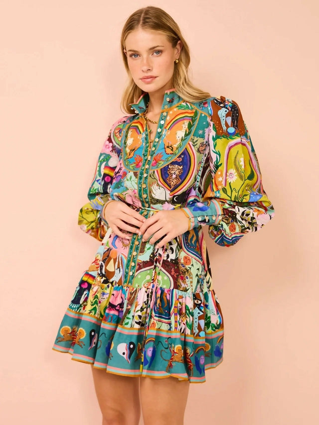 Alemais Evergreen Mini Dress Multi Size AU 14 - 14 / Multi - Dresses