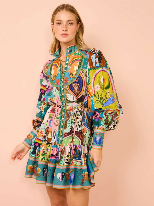 Alemais Evergreen Mini Dress Multi Size AU 14 - 14 / Multi - Dresses
