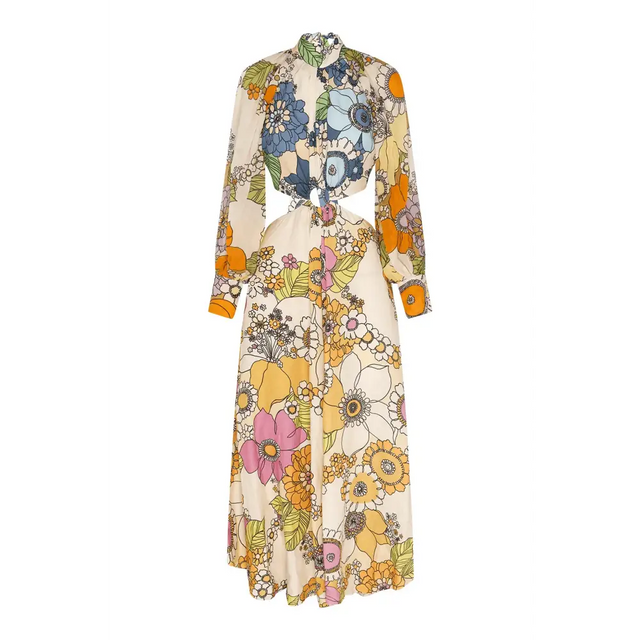 Alemais Farrah Cut Out Midi Dress Floral - Dresses