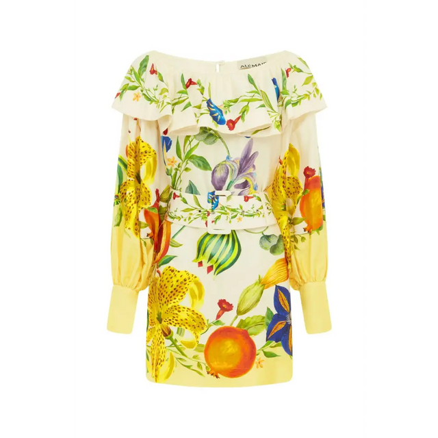 Alemais Flores Floral Mini Dress Yellow Size 10 - 10 / Floral - Dresses