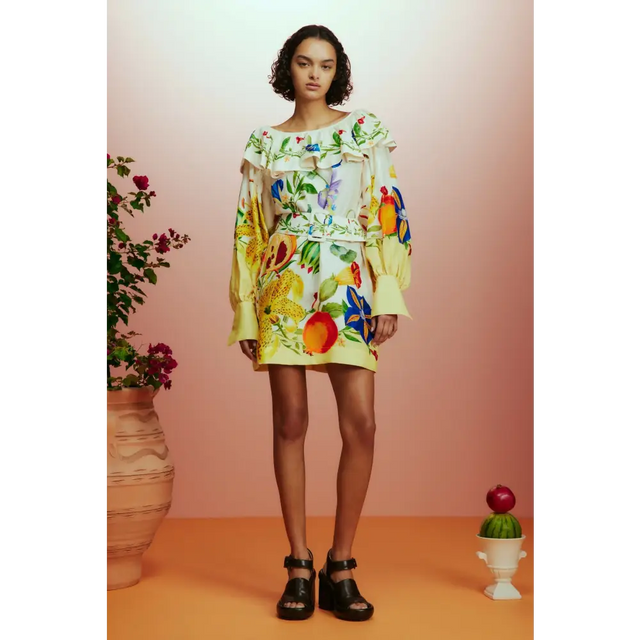 Alemais Flores Floral Mini Dress Yellow Size 10 - 10 / Floral - Dresses