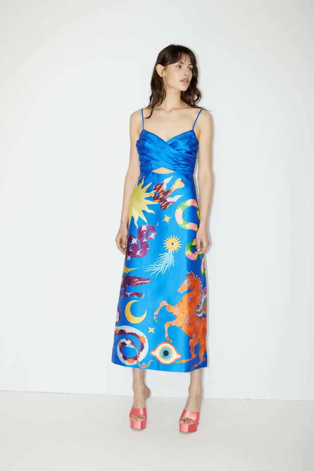 Alemais Guardian Midi Dress in Azure - 10 / Print - Dresses