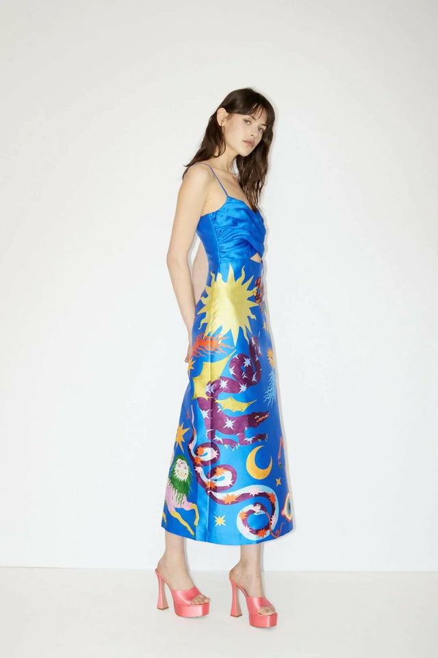 Alemais Guardian Midi Dress in Azure Multi - Dresses
