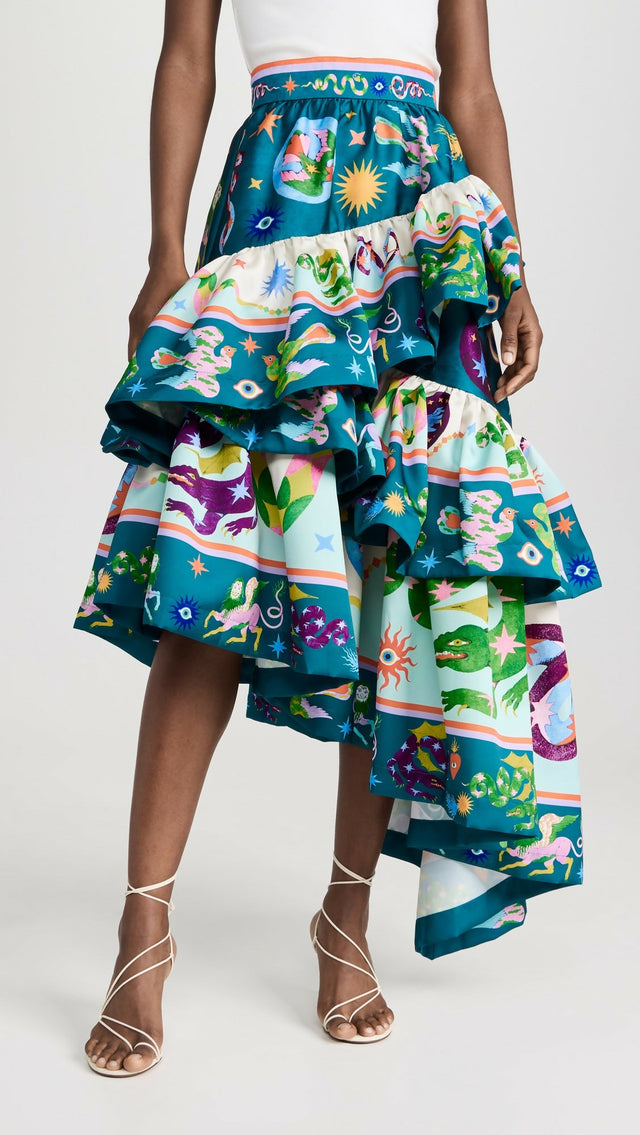 Alemais Guardian Tiered Ruffle Skirt Multi Size AU 12 & 14 - Skirts