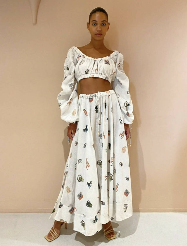 ALEMAIS - Alemais Hera Drawstring Top and Skirt in Ivory