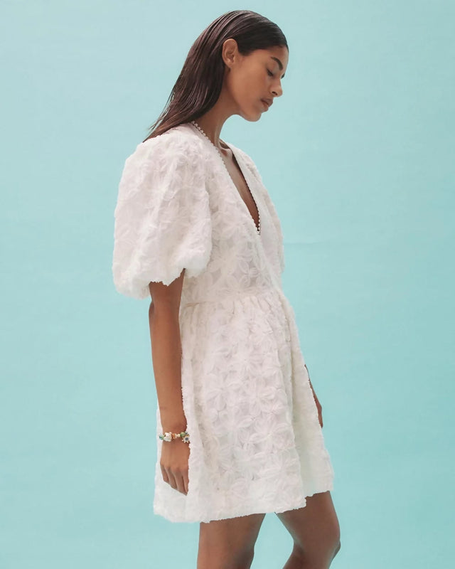 Alemais Iggy Embroidered Mini Dress Cream Size 14 - 14 / White - Dresses