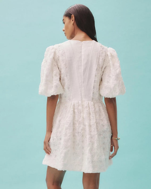 Alemais Iggy Embroidered Mini Dress Cream Size 14 - 14 / White - Dresses
