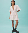 Alemais Iggy Embroidered Mini Dress Cream Size 14 - 14 / White - Dresses