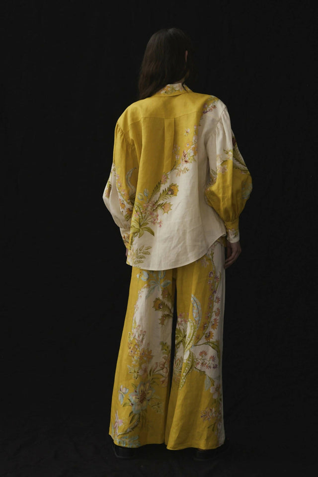 Alemais Ira Linen Shirt and Pant Set - 10 / Yellow - Outfit Sets