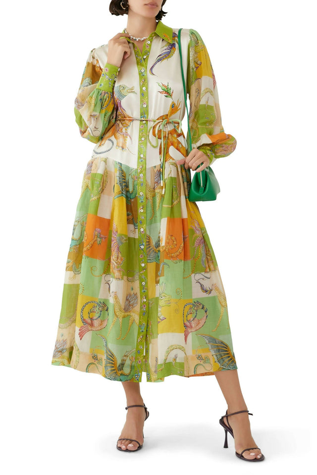 Alemais Jerome Silk Midi Dress Multi/Print Size 14 - 14 / Multi - Dresses