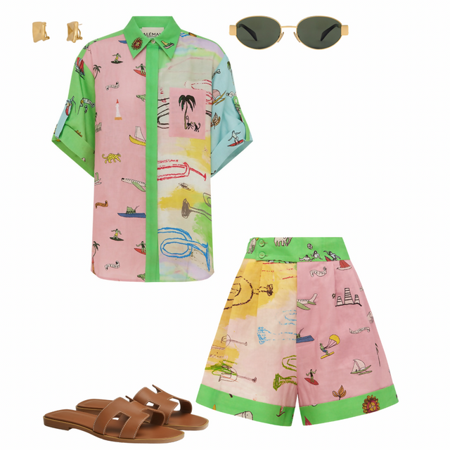 Alemais Jet Linen Shirt and Short Set - 8 / Print - Outfit Sets
