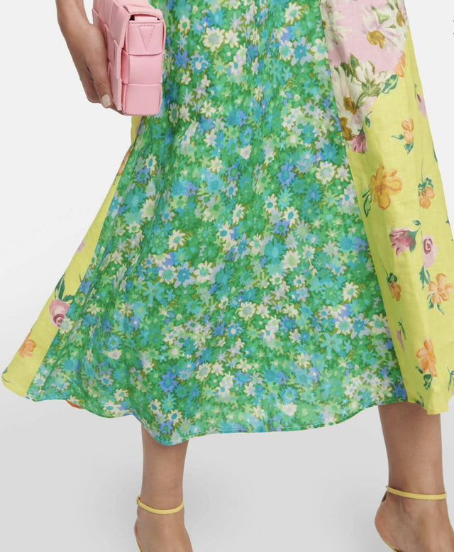 ALEMAIS - Alemais Kenzie patchwork linen midi dress