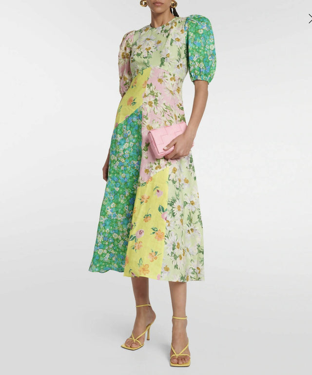 ALEMAIS - Alemais Kenzie patchwork linen midi dress