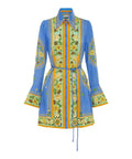 Alemais Linda Mini Dress in Blue Print Size AU 10 - Dresses