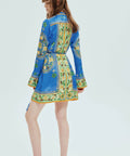 Alemais Linda Mini Dress in Blue Print Size AU 16 - Dresses