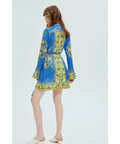 Alemais Linda Satin Mini Dress Blue Floral Size 12 - 12 / Multi - Dresses