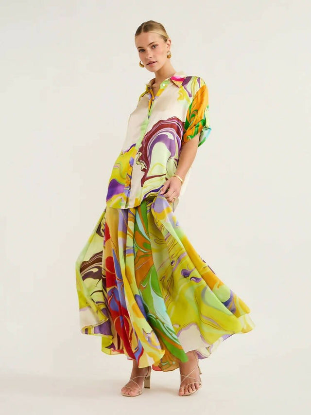 ALEMAIS - Alemais Luca Silk Shirt and Skirt Set