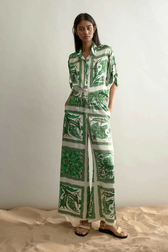 Alemais Lucille Lounge Shirt and Pants Silk Set Size 6 - 6 / Print - Outfit Sets