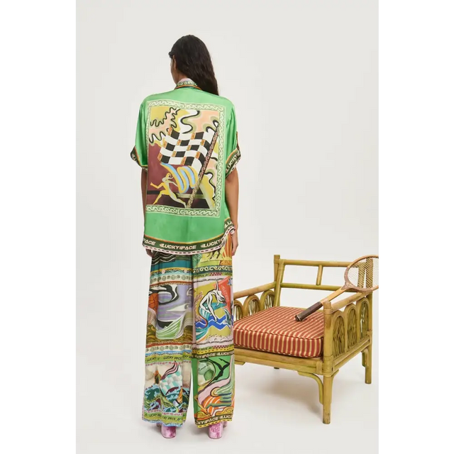 Alemais Lucky Pace Silk Shirt & Pant Set Green Size 12 - 12 / Multi - Outfit Sets