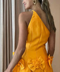 Alemais Macie One Shoulder Rosette Dress In Saffron Size 10 / M - 10 / Orange - Dresses