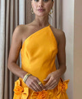 Alemais Macie One Shoulder Rosette Dress In Saffron Size 10 / M - 10 / Orange - Dresses