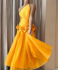 Alemais Macie One Shoulder Rosette Dress In Saffron Size 10 / M - 10 / Orange - Dresses